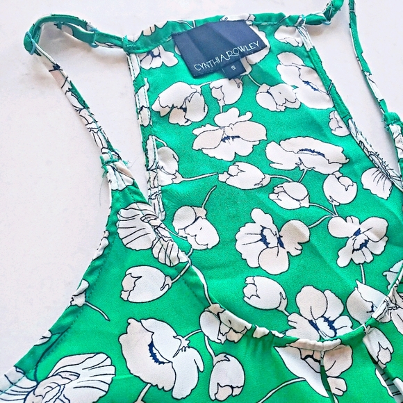 Cynthia Rowley Green Floral Tank Top Size Small - Picture 3 of 7